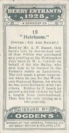 1928 Ogden's Derby Entrants #19 Heirloom Back